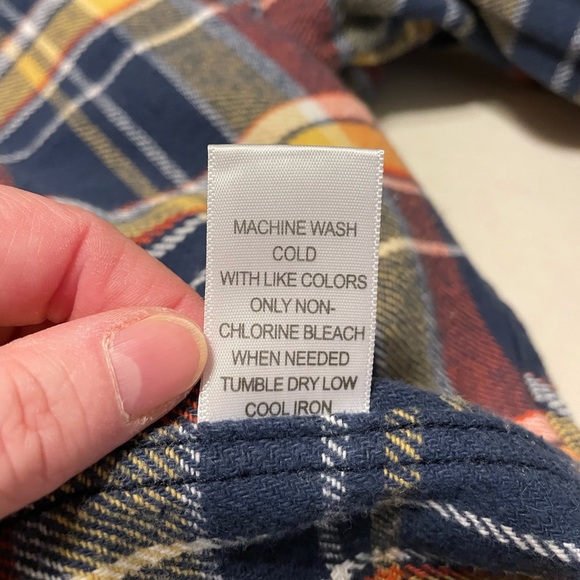 PacSun blue/yellow/red cotton flannel sz M - Picture 6 of 7